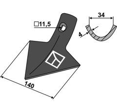 Soc triangulaire pour cultivateur VADERSTAD 494539 adaptable - Blacksteel©