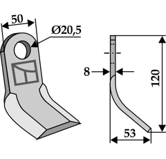 Couteau Y pour broyeur WILLIBALD 210-41-002 adaptable - Blacksteel©