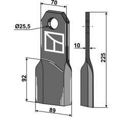 Couteau gauche pour broyeur FEHRENBACH M225L adaptable - Blacksteel©