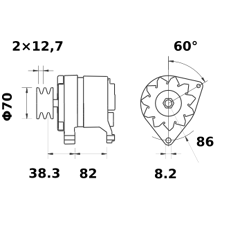 Alternateur MAHLE LETRIKA 14 V - 80 A / MG 539