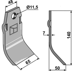 Fléau large 140 mm pour broyeur SPRAGELSE adaptable