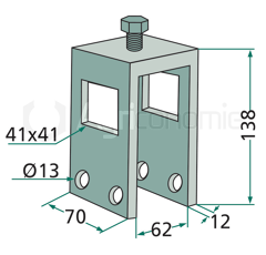 Bride 40 x 40 mm pour semoir adaptable