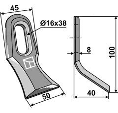 Fléau 100 mm pour broyeur ROUSSEAU 103059 adaptable