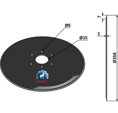 Säscheibe glatt Ø350x3 mm  LEMKEN 3490010 Nachbau