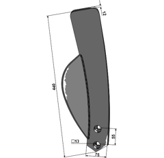 Déflecteur latéral droite pour cultivateur FARMET 4005379 adaptable