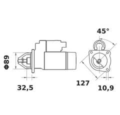 Anlasser IS 1200 / 12.0V 4.20KW Z10 Mahle-Iskra-Letrika 10 Zähne