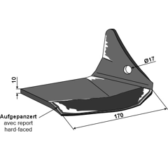 Soc à ailette droite rechargée 170 mm pour cultivateur PÖTTINGER 009762500240 - 9762500240 adaptable