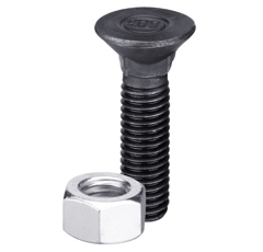 Tornillo de arado DIN608 M12x1,75x40 con tuerca hexagonal 12.9 - BlackSteel©