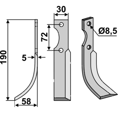 Fräsmesser Links 190 x 30 Nibbi Decimo Nachbau