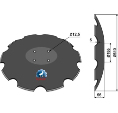 Eggenscheibe gezahnt Ø 510 mm NIAUX für Kurzscheibenegge MASCHIO 258513 Nachbau