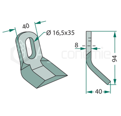 Couteau-Y pour broyeur 98x40mm ORSI adaptable 