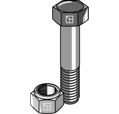 Boulon à tête hexagonale M12x1,25X45 avec écrou à freinage interne adaptable - Blacksteel©