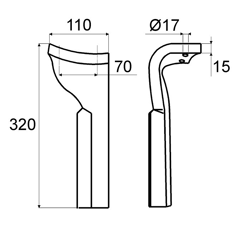 Dent droite pour herse rotative LEMKEN 3377022 adaptable