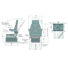 Siège à suspension pneumatique 830 x 600 mm adaptable