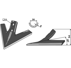 Soc triangulaire 250 x 45 mm adaptable - Blacksteel©