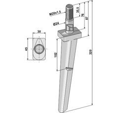 Dent pour herse rotative FRANDENT 9110610000 adaptable