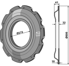 Roue crénelée Ø 600 mm pour rouleau adaptable - BlackSteel©