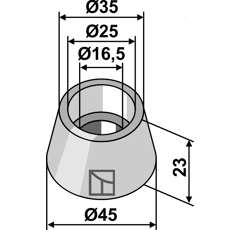 Entretoise 23x16,5 pour broyeur KUHN adaptable - Blacksteel©
