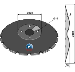 Disque crénelée ∅450x5 pour déchaumeur VÄDERSTAD 156661 adaptable - Blacksteel©