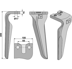 Dent gauche pour herse rotative REMAC adaptable - Blacksteel©