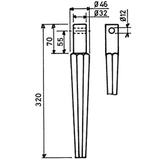 Dent pour herse rotative PEGORARO 001430.01 adaptable