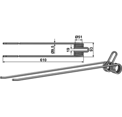Federzinken grau für Schwader KUHN 57518500 Nachbau  