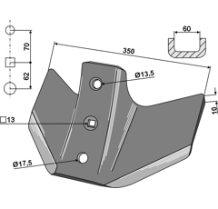 Soc à ailette pour cultivateur KERNER 10-93.809 adaptable