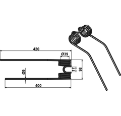 Dent de fenaison gauche 41435 adaptable - BlackSteel©
