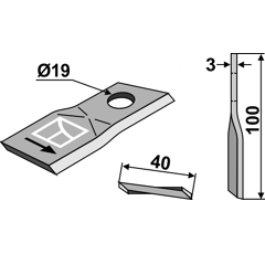 Couteau gauche pour faucheuse BCS TRACTORS 58029096 adaptable - Blacksteel©