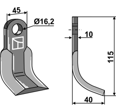 Couteau-Y pour broyeur 115x45mm M.E.A.A.T. 2832 adaptable - Blacksteel©