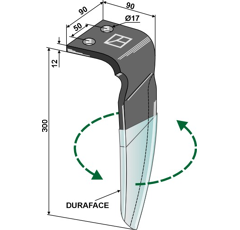 Dent gauche DURAFACE pour herse rotative VIGOLO adaptable - Blacksteel©