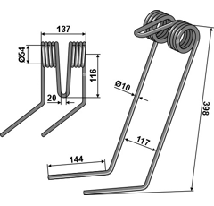 Griffe Ø10mm gauche pour semoir SULKY 981420 adaptable - Blacksteel©