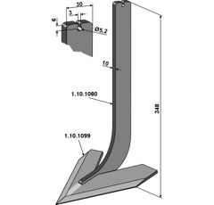 Dent avec cœur 140 x 10 mm pour bineuse STEKETEE 405614 adaptable - BlackSteel©