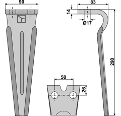 Dent pour herse rotative FORIGO-ROTERITALIA RLM58001 adaptable
