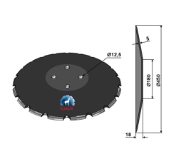 Disque crénelé ∅450x5 pour déchaumeur VOGEL & NOOT 9031.13.29/2 adaptable