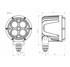 Phare de travail Rond 4 LED 10-60V 46W 4300 lumens pour JOHN DEERE adaptable