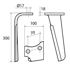 Dent droite pour herse rotative RABE 84231802 adaptable