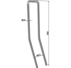 Diente para grada con revestimiento 550 x 100 mm LEMKEN 3538802 adaptable - BlackSteel©