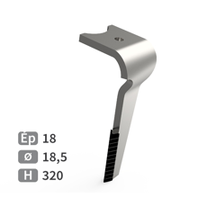 Dent de herse rotative Droite avec 3 plaquettes carbure triangulaires, fixation rapide KVERNELAND MA46010150 adaptable