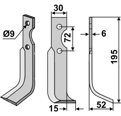 Fräsmesser Rechts 195 x 30 Casorzo Nachbau
