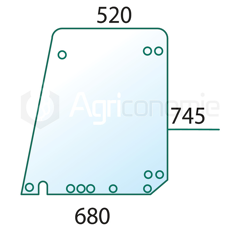 Vitre de porte pour machine agricole FENDT 297810030032 adaptable