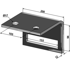 Halter 200 x 94 x 12 mm Nachbau  