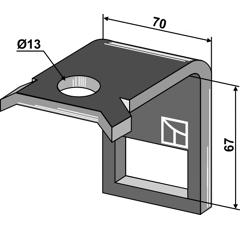 Halter für Zinken 45x10 - 60x60 - Bohrung 13