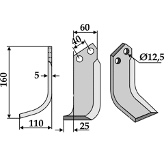Fräsmesser - links MAS52L Maschio Nachbau