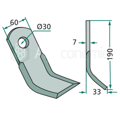 Couteau-Y pour broyeur 190x60mm AGROMET adaptable 
