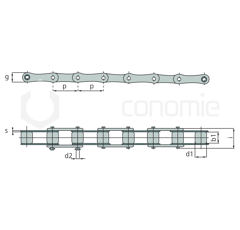 Chaîne à rouleaux type S42 pour moissonneuses-batteuses