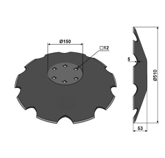 Disque crénelé ∅510x5 pour déchaumeur KUHN H2234350 adaptable 