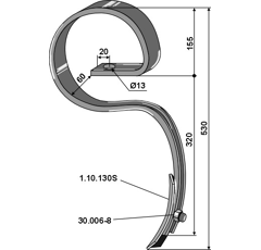 Dent pour cultivateur VADERSTAD 201470 adaptable - Blacksteel©