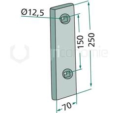 Pièce d'usure droite 250 mm pour KVERNELAND adaptable