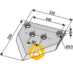 Couteau centrale pour faucheuse REDROCK 100085 adaptable - Blacksteel©